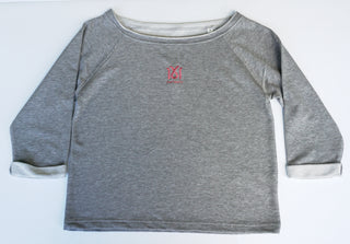 Graues Sweatshirt "Flashdance" von 16sports, vorne mit Grafikdruck, weiches Material, lässiger Style, für Damen.