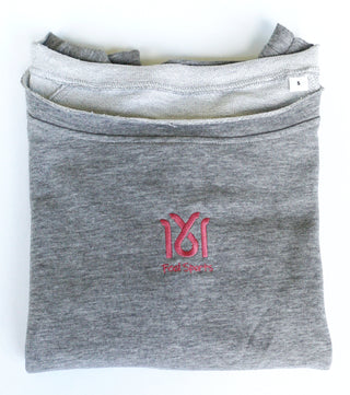 Graues Sweatshirt "Flashdance" von 16sports mit lockerer Passform und sportlichem Design, auf einem weißen Hintergrund.