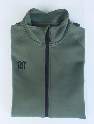 Grüner 16sports 1616 TeamWear Jacke aus Sweatstoff, sportliches Design, mit Reißverschluss und Kapuze.