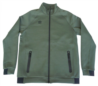 Olivgrüne 16sports 1616 TeamWear Jacke aus Sweatstoff, sportliche Jacke mit Reißverschluss und Logo-Details.