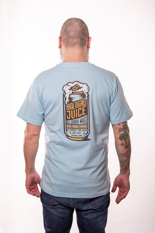 MTD JUICE T-Shirt von 16sports, graues Sportshirt mit Druck, bequemes Streetwear-Design, Nahaufnahme der Vorderseite