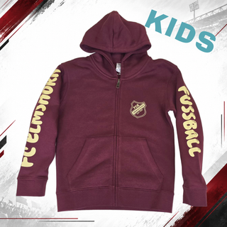 Hoodie Jacke für Kinder von 1616 x FCE, bequemer Sweatshirt mit Kapuze, in bunten Farben und weichem Material.