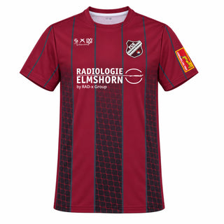 Weißes Heimtrikot von FC Elmshorn, T-Shirt-Design, mit FCE-Logo und Teamnamen auf der Vorderseite.