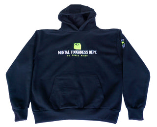 Graues 16sports Hoodie mit Mental Toughness Dept. Signature Logo, bequemer Sweatshirt aus weichem Material.