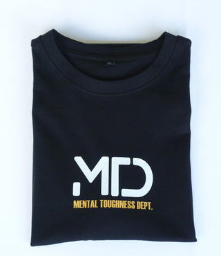 Schwarzes 16sports MTD Signature T-Shirt mit Logo-Design, bequemes Baumwollshirt für sportlichen Stil.