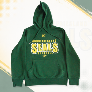 Grüner SEALS Essential Hoodie von NFS, bequemer Sweatshirt mit Kapuze und Kängurutaschen, auf weißem Hintergrund.