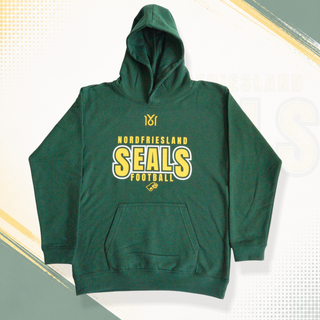 NFS SEALS KIDS Essential Hoodie, grüner Sweatshirt für Kinder mit Kapuze und Logo-Design, bequem und warm.