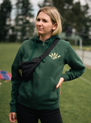 Grüner NFS SEALS Essential Zip Hoodie Sweatshirt mit Reißverschluss und Kapuze, bequemes Herrenoberteil.